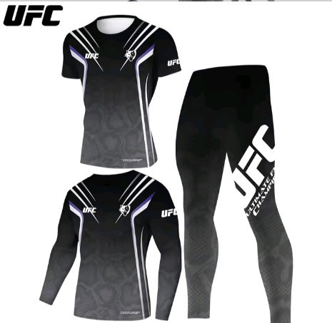 UFC Men's 3D Tracksuit Compression Sport Suit Gym Fitness Clothes Running Jogging Sports Wear