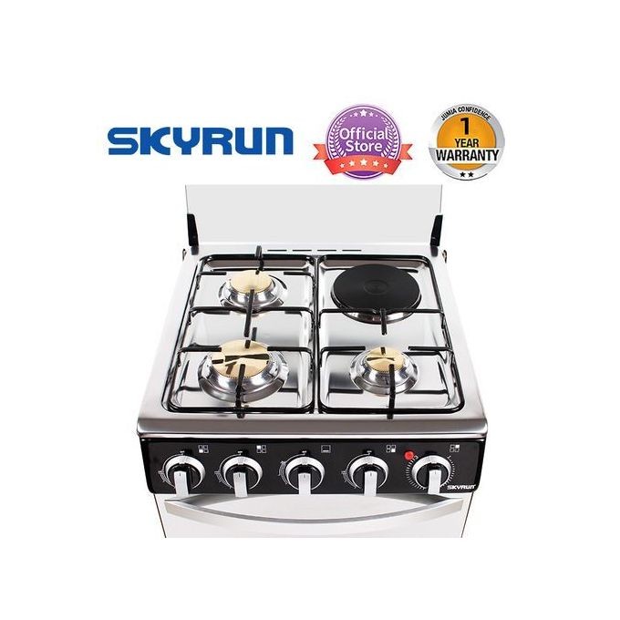 Skyrun 3 Burners+1 Electric Hotplate Gas Cooker 50x50 (GCS-3G1E/X) -Black.