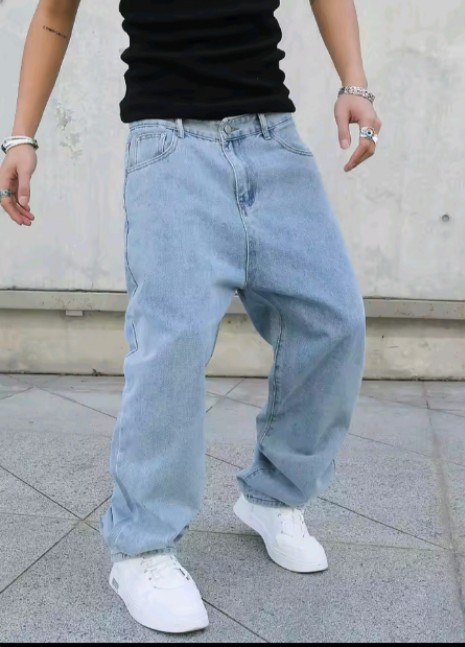 Spring Autumn Men Baggy Jeans Oversize Straight Loose Casual Denim Trousers