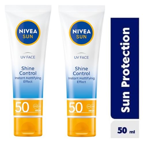 NIVEA Sun UV Sunscreen Face Shine Control Cream SPF 50 - 50ml (Pack of 2)