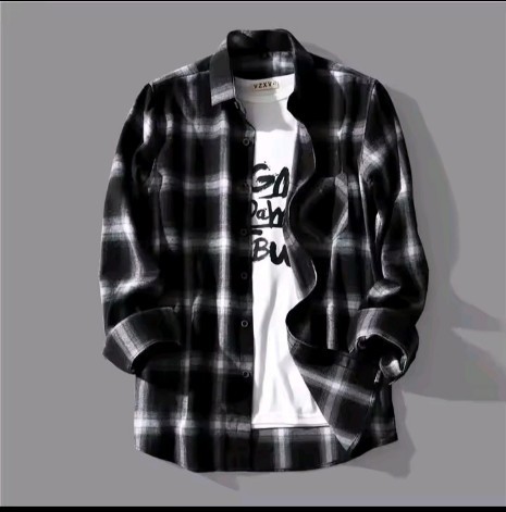 Men's Plaid Shirt Autumn Trendy Loose Casual Long Sleeve Top